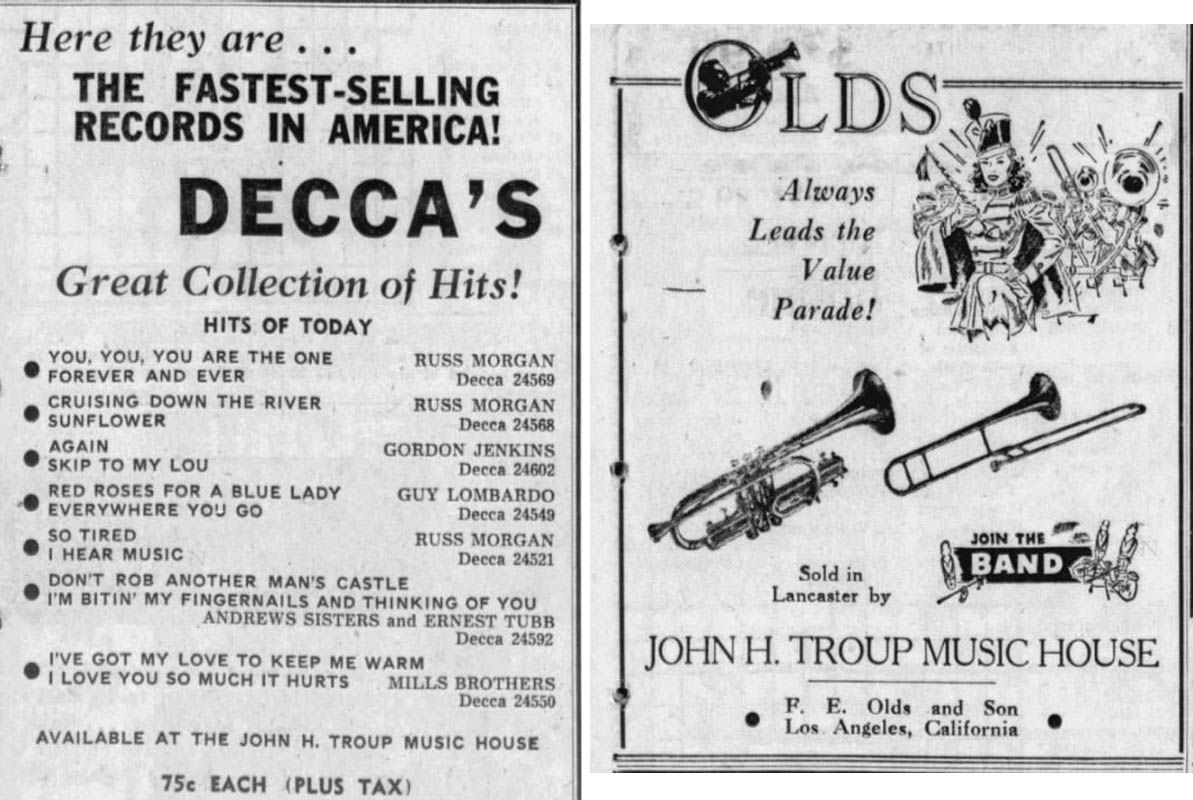 Troup Music House ads
